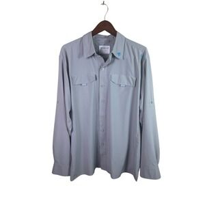 Gillz Grey Fishing Performance Shirt Mens Button Down Vented Outdoors Size XL